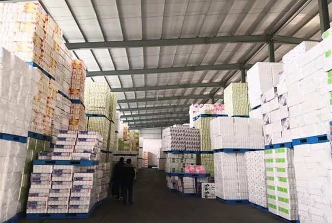 Toilet tissue in warehouse